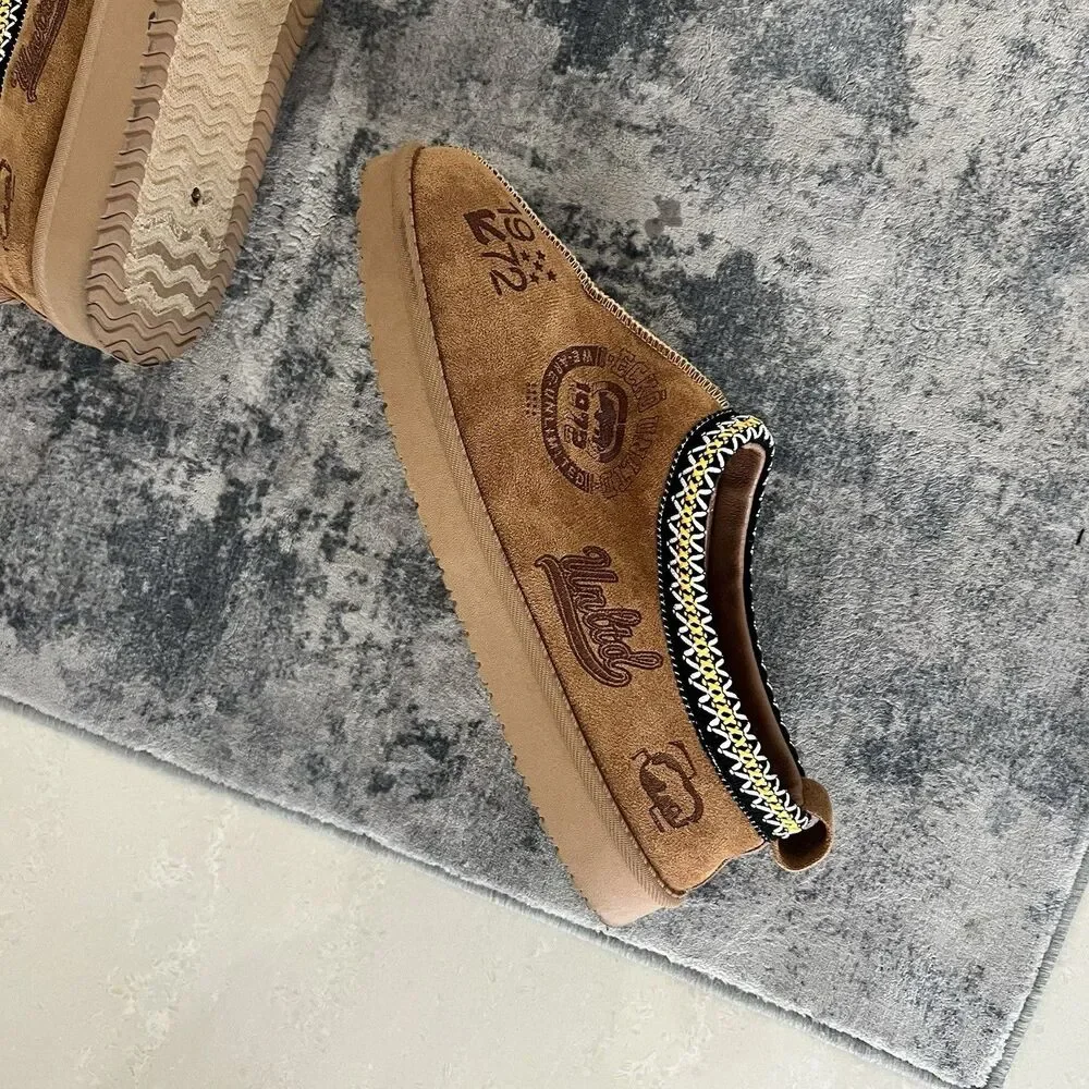 Ecko Unltd. Men's Fur Lined Mules Tasman Style Slippers Chestnut Size 9.5